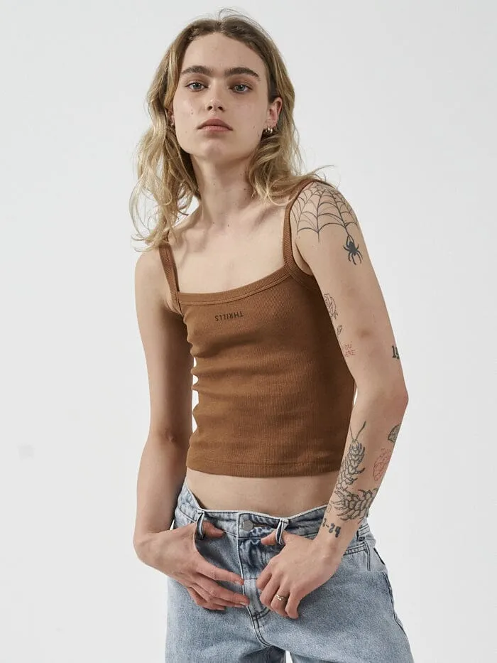 Womens Minimal Rib Singlet Bronze Thrills Tops and Tees