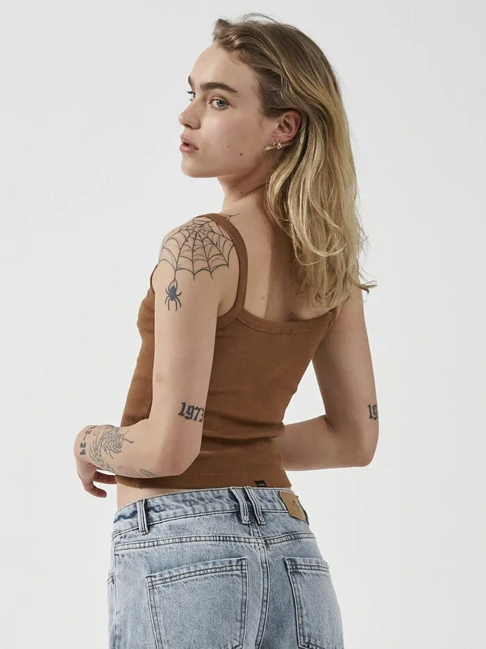 Womens Minimal Rib Singlet Bronze Thrills Tops and Tees