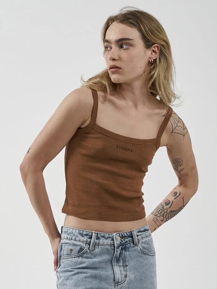 Womens Minimal Rib Singlet Bronze Thrills Tops and Tees
