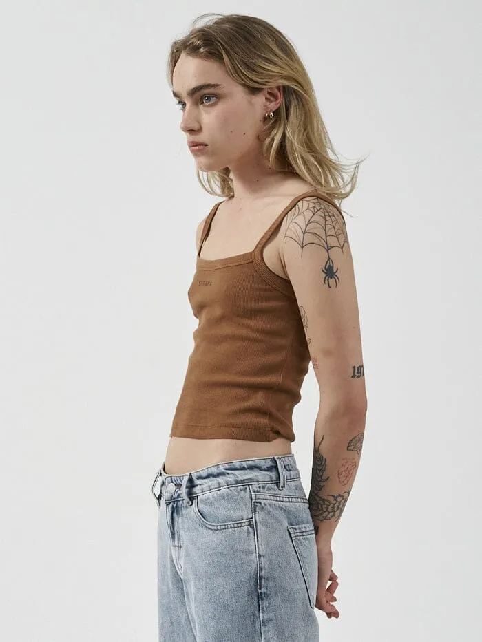 Womens Minimal Rib Singlet Bronze Thrills Tops and Tees