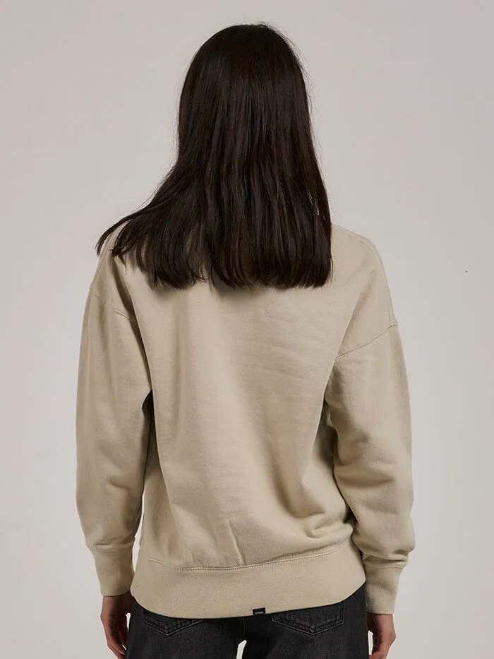 Womens Minimal Slouch Crew Oatmeal Thrills Sweaters and Fleece