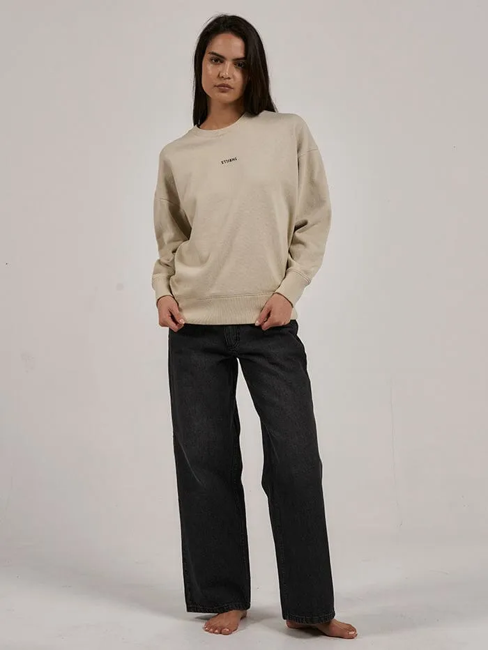 Womens Minimal Slouch Crew Oatmeal Thrills Sweaters and Fleece