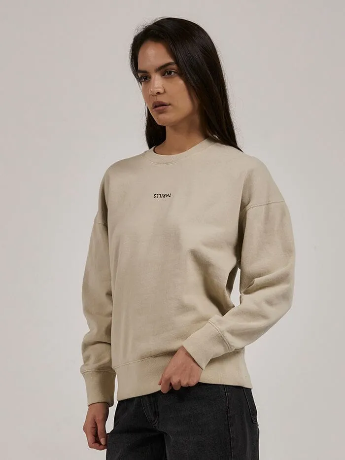 Womens Minimal Slouch Crew Oatmeal Thrills Sweaters and Fleece