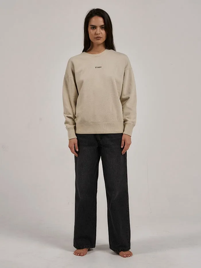 Womens Minimal Slouch Crew Oatmeal Thrills Sweaters and Fleece