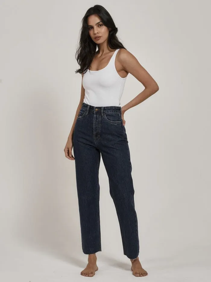 Womens Paige Jean Dark Rinse Blue Thrills Denim