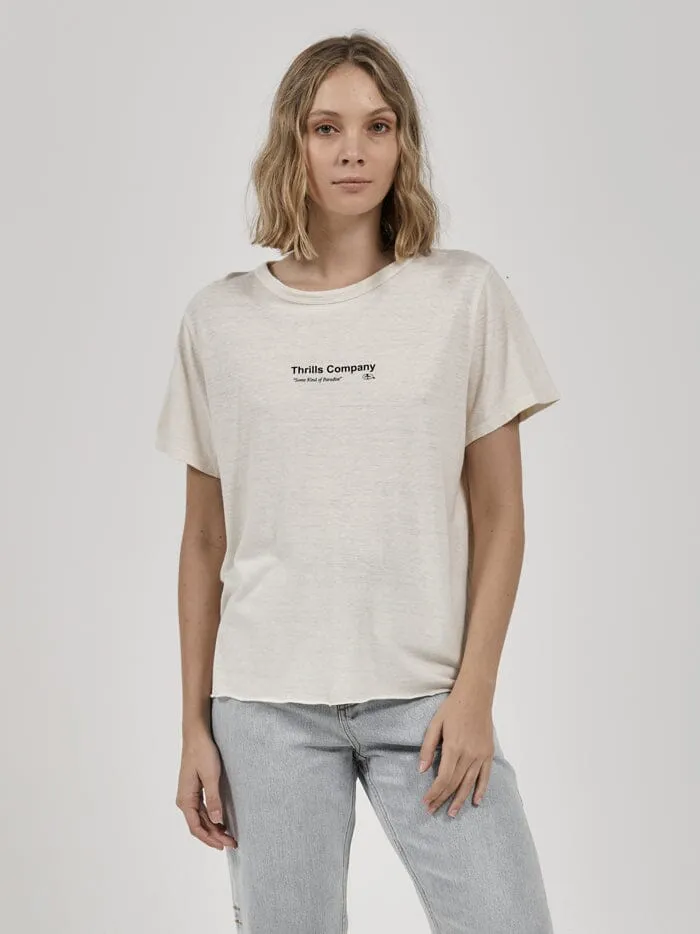 Womens Persuasion Hemp Relaxed Tee Heritage White Thrills Tops and Tees