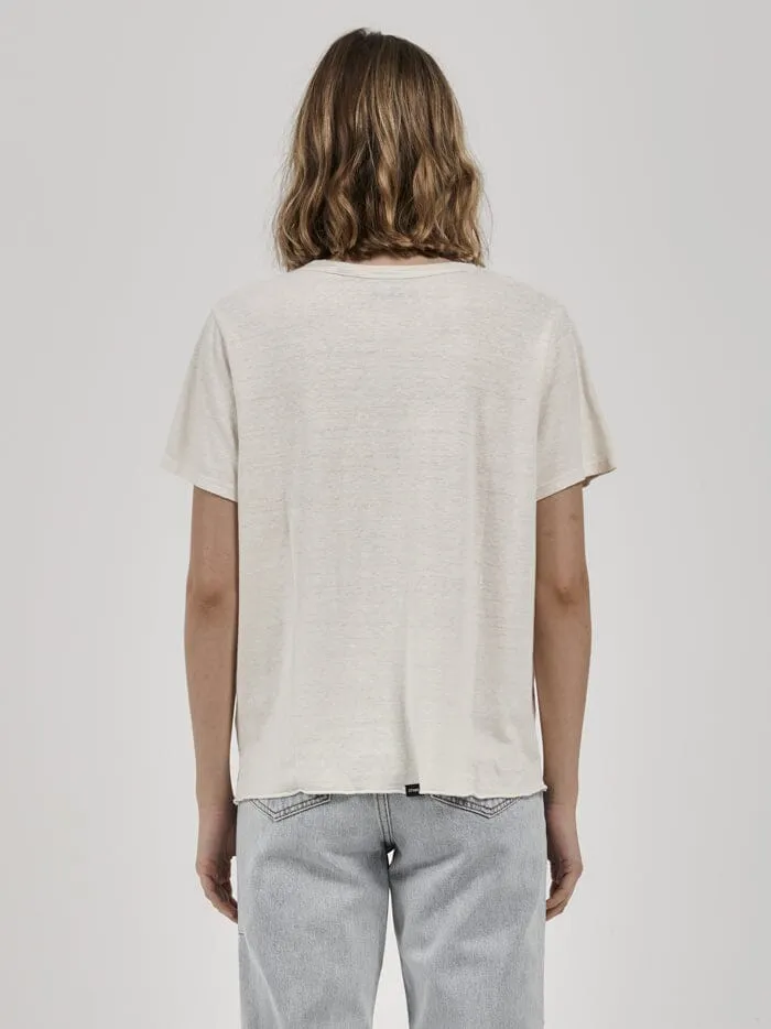Womens Persuasion Hemp Relaxed Tee Heritage White Thrills Tops and Tees
