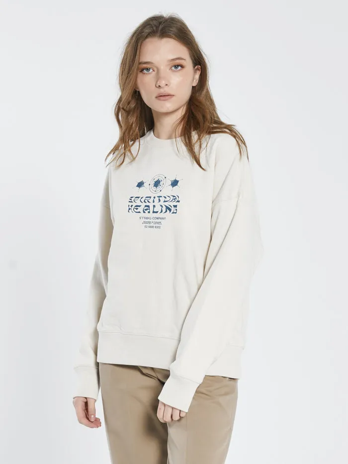Womens Spiritual Healing Slouch Crew Unbleached Thrills Sweaters and Fleece