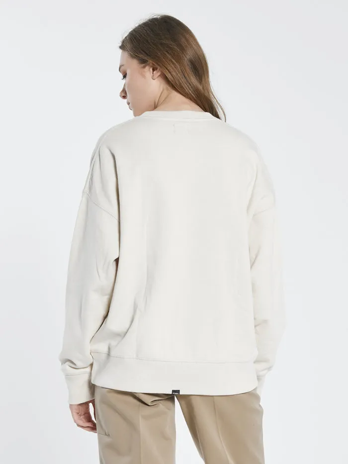Womens Spiritual Healing Slouch Crew Unbleached Thrills Sweaters and Fleece