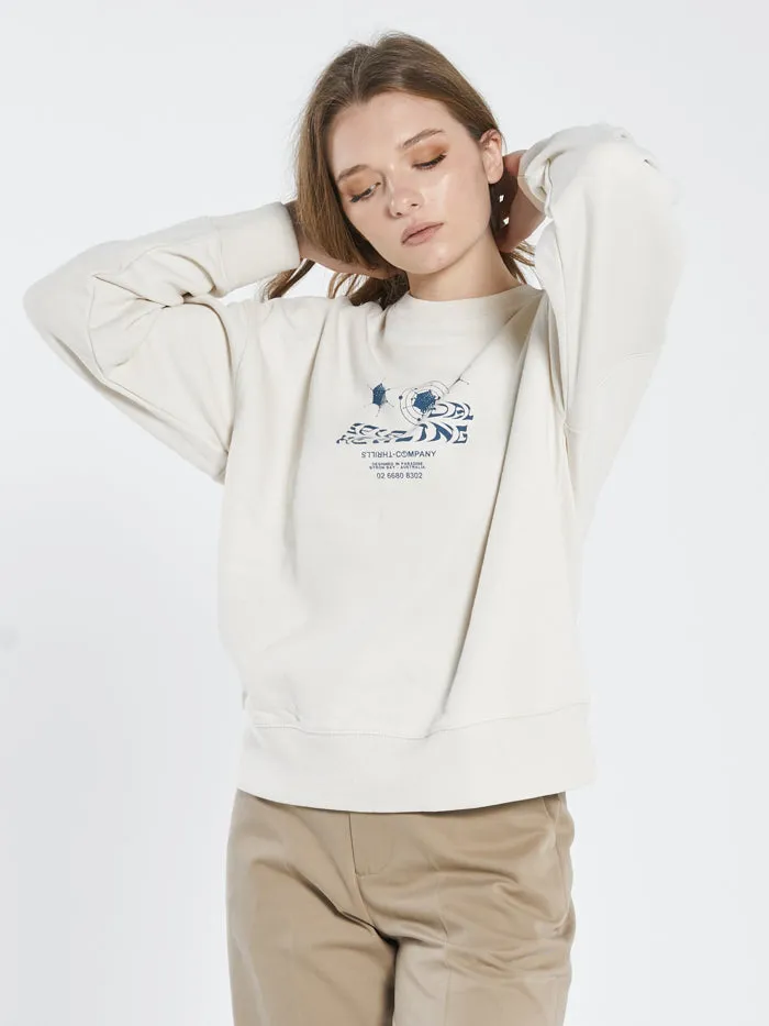 Womens Spiritual Healing Slouch Crew Unbleached Thrills Sweaters and Fleece