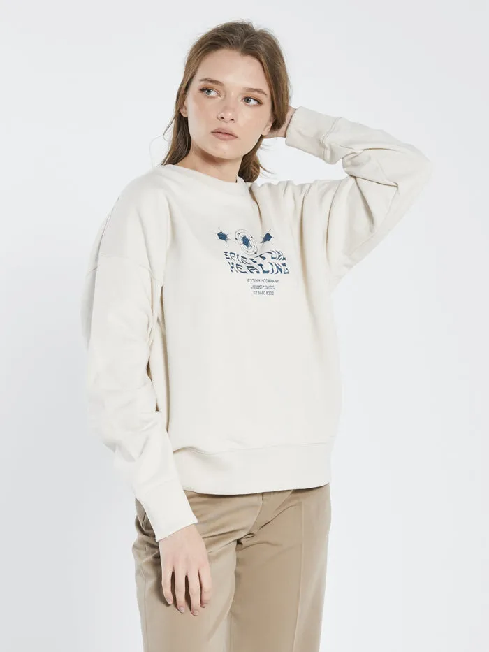 Womens Spiritual Healing Slouch Crew Unbleached Thrills Sweaters and Fleece