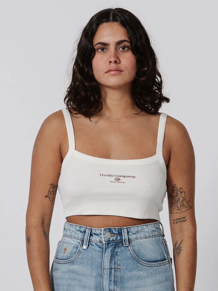 Womens Super Natural Super Crop Rib Singlet Heritage White Thrills Tops and Tees