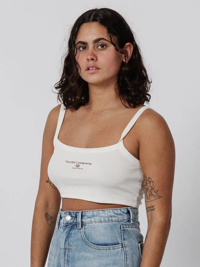 Womens Super Natural Super Crop Rib Singlet Heritage White Thrills Tops and Tees