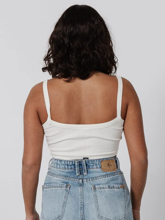 Womens Super Natural Super Crop Rib Singlet Heritage White Thrills Tops and Tees