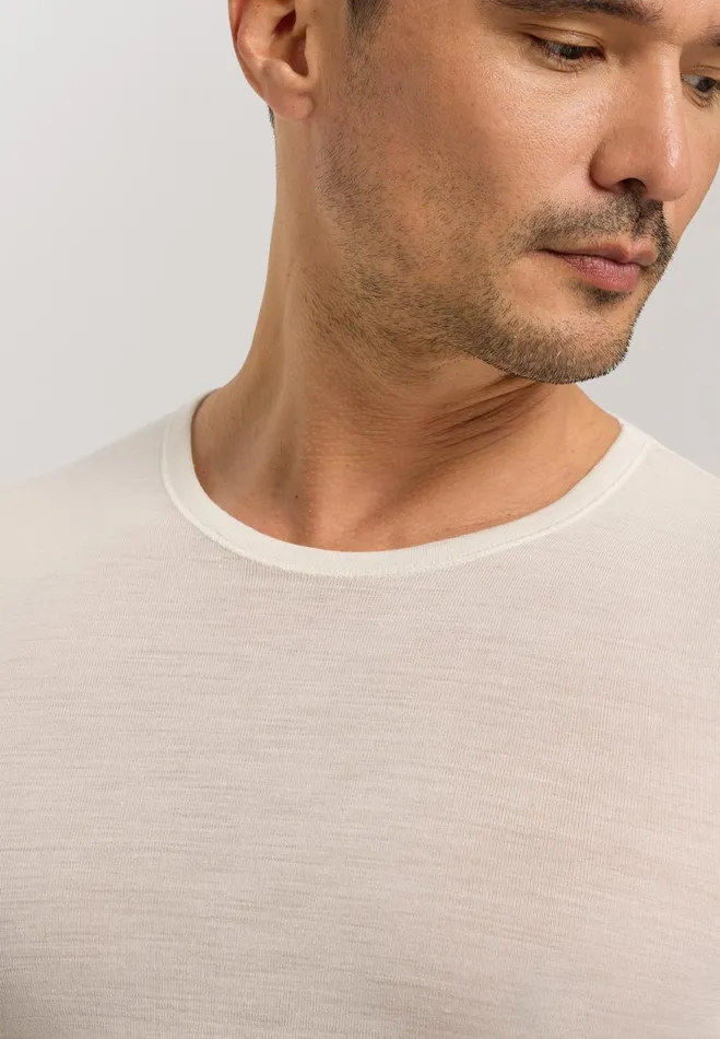 Wool And Silk Fitted TShirt Cygne Men HANRO Warmwear