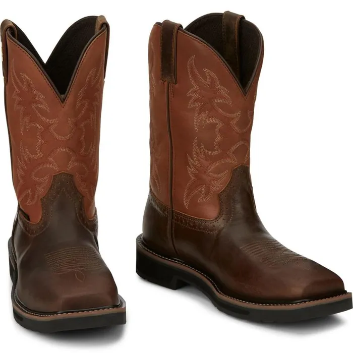 Work Men Justin Boots Actuator 11034 Composite Toe Static Dissipative Work Boot Brown