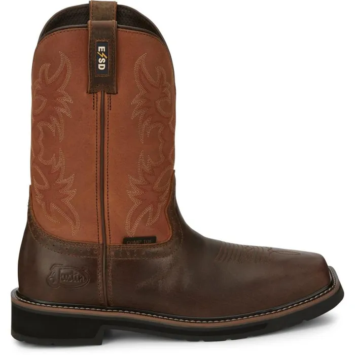 Work Men Justin Boots Actuator 11034 Composite Toe Static Dissipative Work Boot Brown