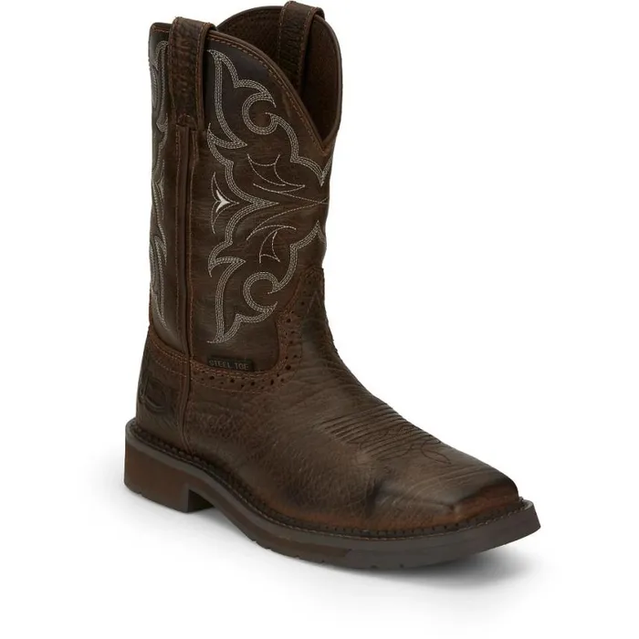 Work Men Justin Boots Amarillo 11034 Steel Toe Work Boot Aged Brown 040brown041