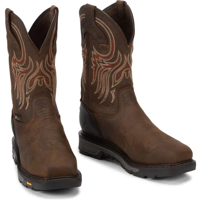 Work Men Justin Boots Driscoll 11034 Met Guard Steel Toe Work Boot Pecan Brown 040brown041