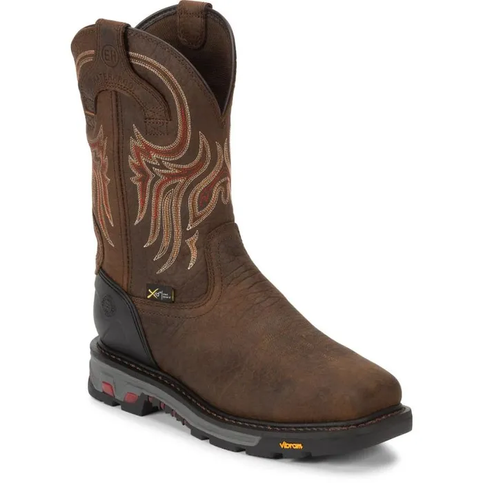 Work Men Justin Boots Driscoll 11034 Met Guard Steel Toe Work Boot Pecan Brown 040brown041