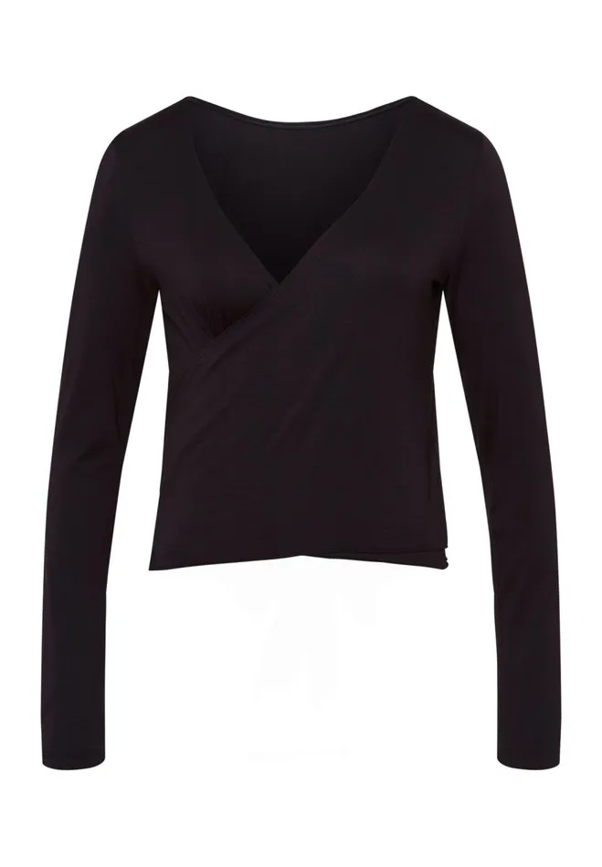 Wrap Top Black Beauty Women HANRO Activewear