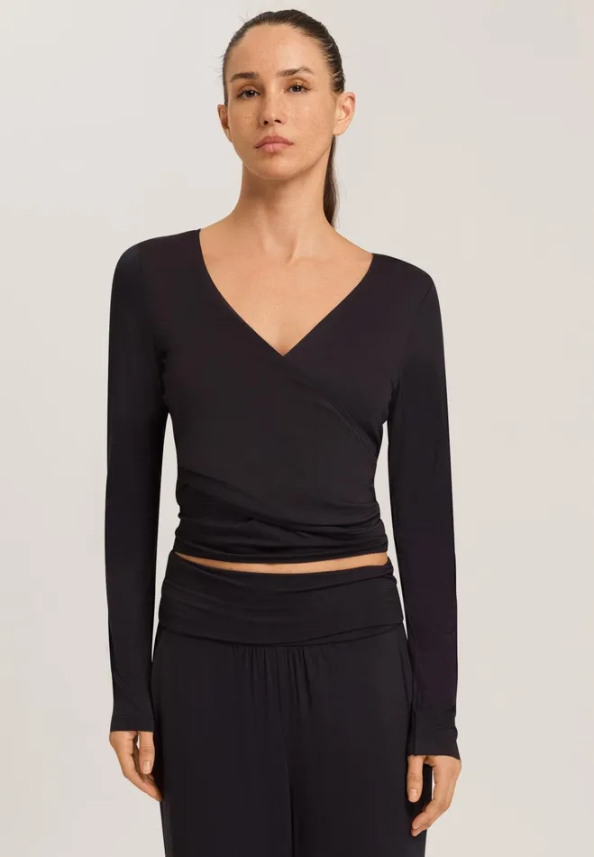 Wrap Top Black Beauty Women HANRO Activewear