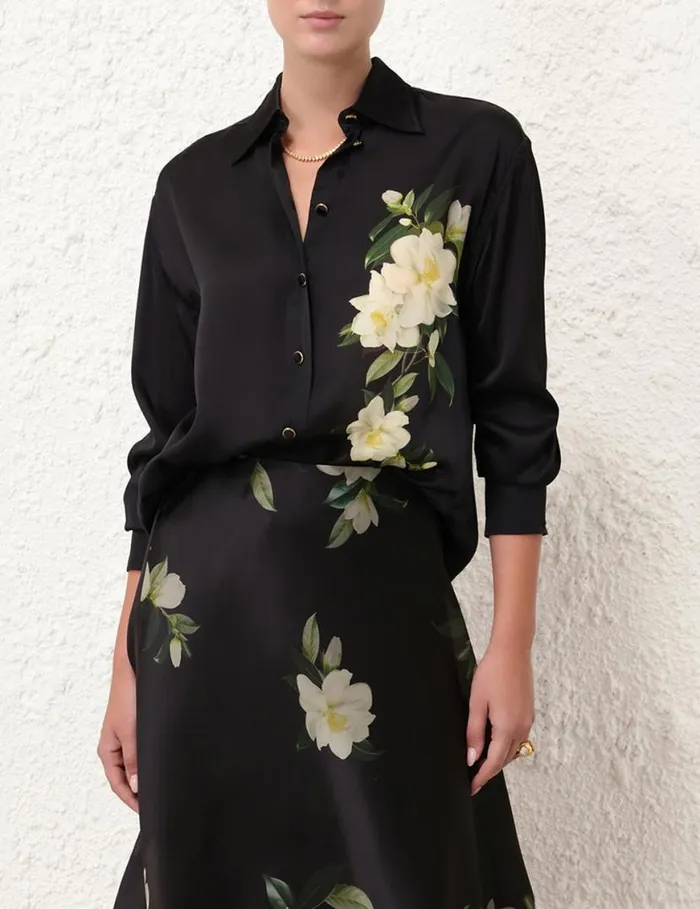 Zimmermann Clothing Harmony Manstyle Shirt Black Magnolia 8211 Women