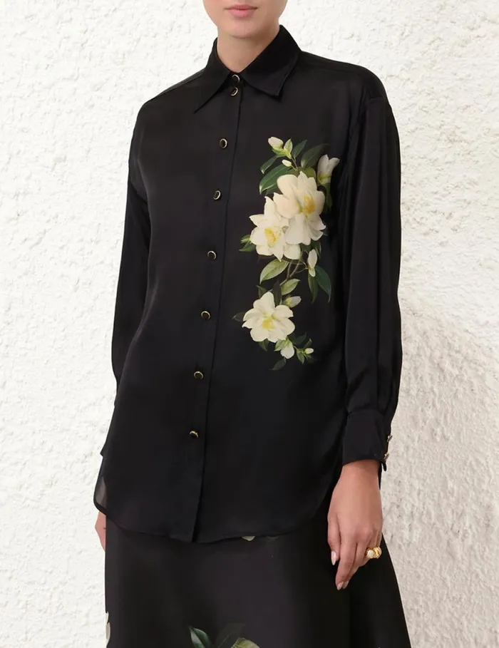 Zimmermann Clothing Harmony Manstyle Shirt Black Magnolia 8211 Women