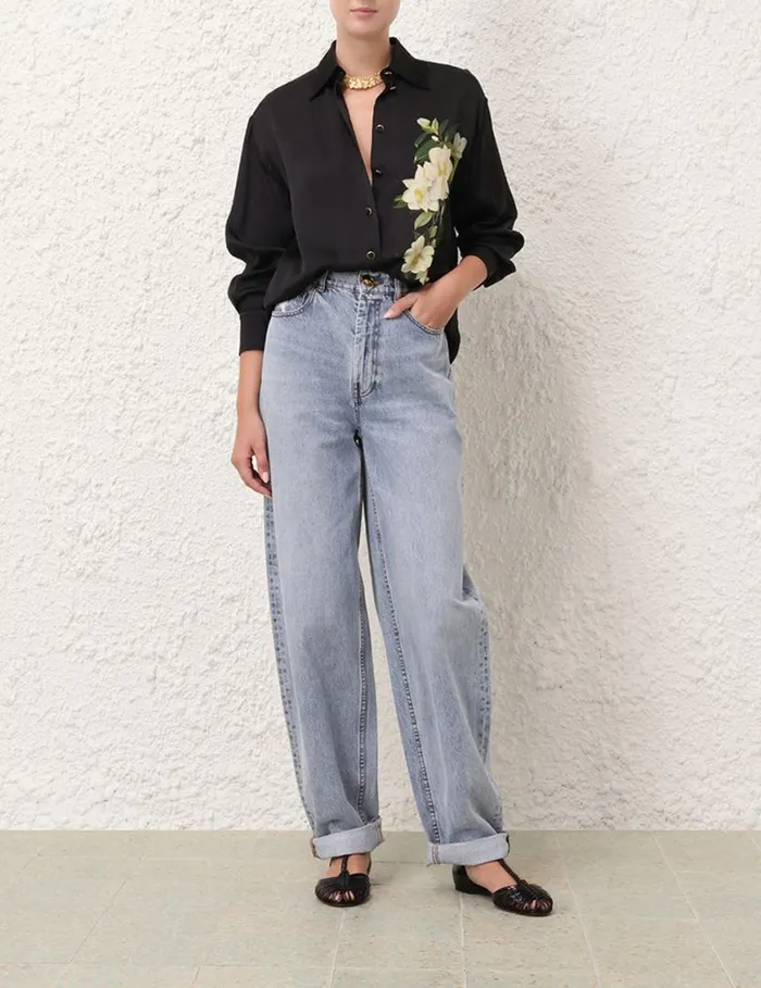Zimmermann Clothing Harmony Manstyle Shirt Black Magnolia 8211 Women