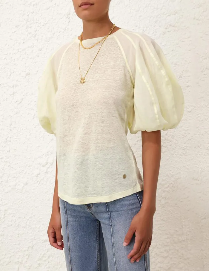 Zimmermann Clothing Lantern Sleeve Tee Citrus 8211 Women