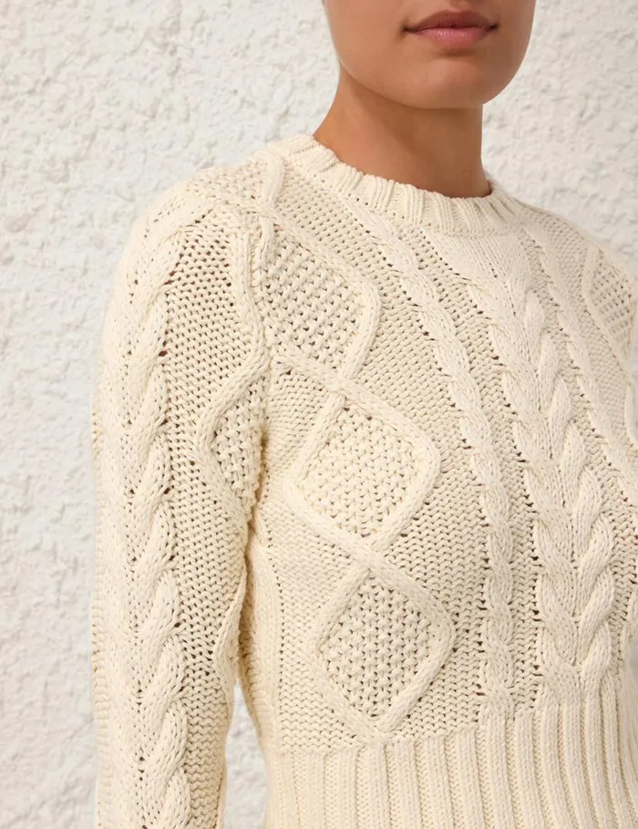 Zimmermann Clothing Natura Cable Sweater Cream 8211 Women