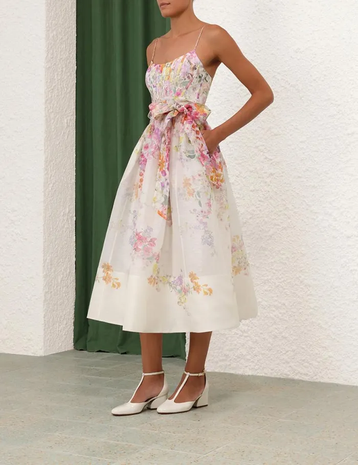 Zimmermann Clothing Natura Corset Midi Dress Kaleidoscope Garden 8211 Women