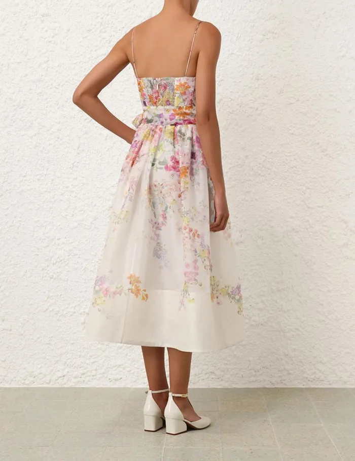 Zimmermann Clothing Natura Corset Midi Dress Kaleidoscope Garden 8211 Women
