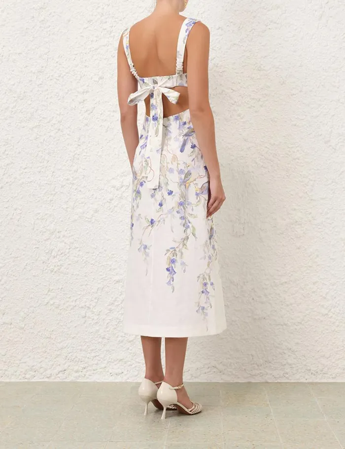 Zimmermann Clothing Natura Midi Dress Blue Birds 8211 Women