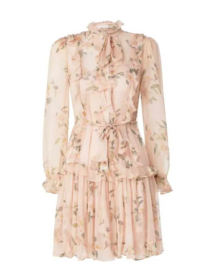 Zimmermann Clothing Natura Ruffle Mini Dress Coral Camellia 8211 Women
