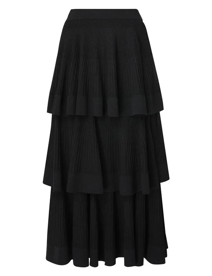 Zimmermann Clothing Natura Tiered Ruffle Skirt Black 8211 Women