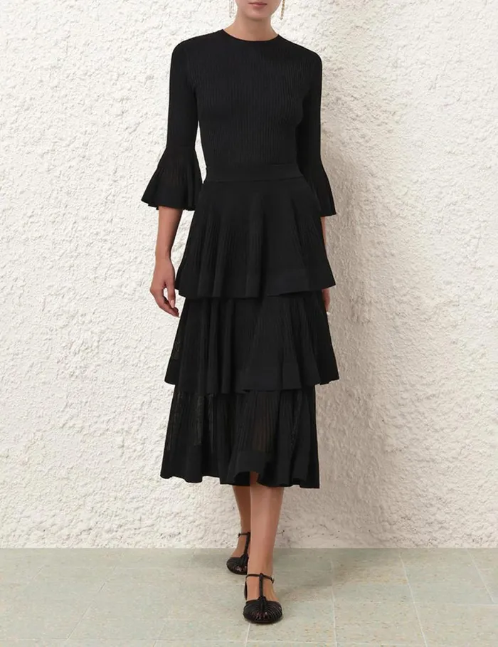 Zimmermann Clothing Natura Tiered Ruffle Skirt Black 8211 Women