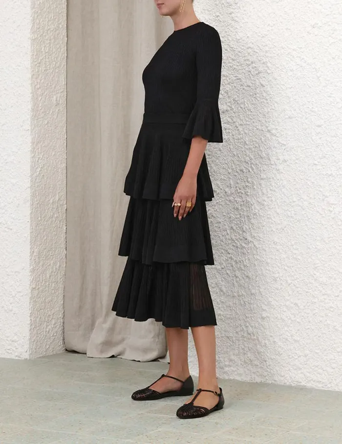 Zimmermann Clothing Natura Tiered Ruffle Skirt Black 8211 Women