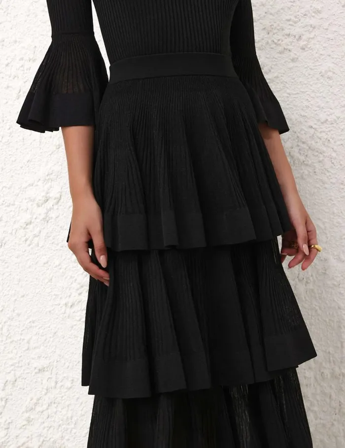Zimmermann Clothing Natura Tiered Ruffle Skirt Black 8211 Women