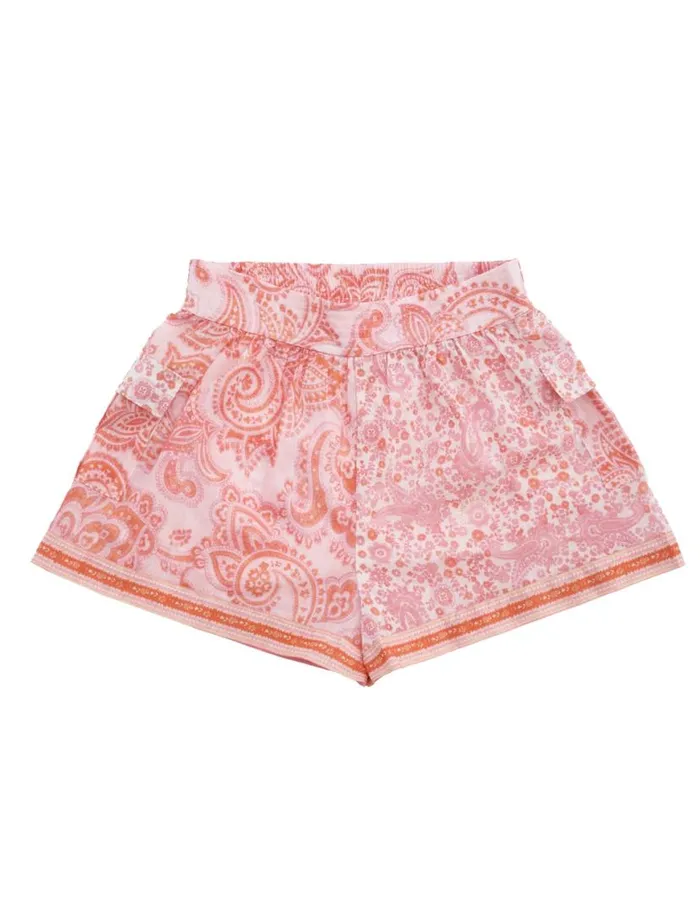 Zimmermann Clothing Ottie Pocket Short Pink Paisley 8211 Kids
