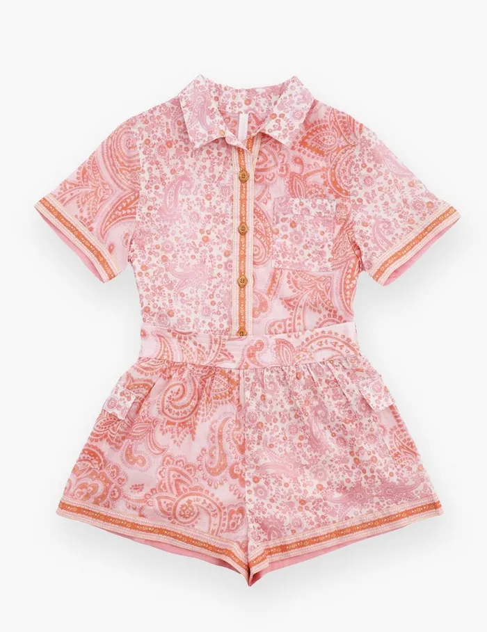 Zimmermann Clothing Ottie Pocket Short Pink Paisley 8211 Kids