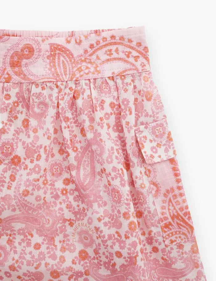 Zimmermann Clothing Ottie Pocket Short Pink Paisley 8211 Kids