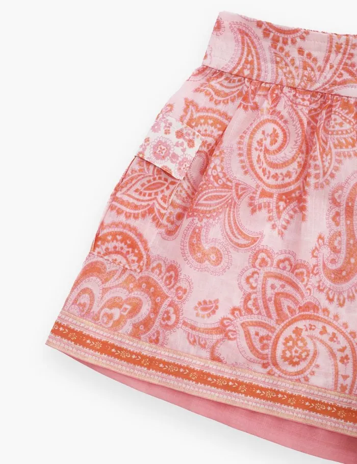 Zimmermann Clothing Ottie Pocket Short Pink Paisley 8211 Kids