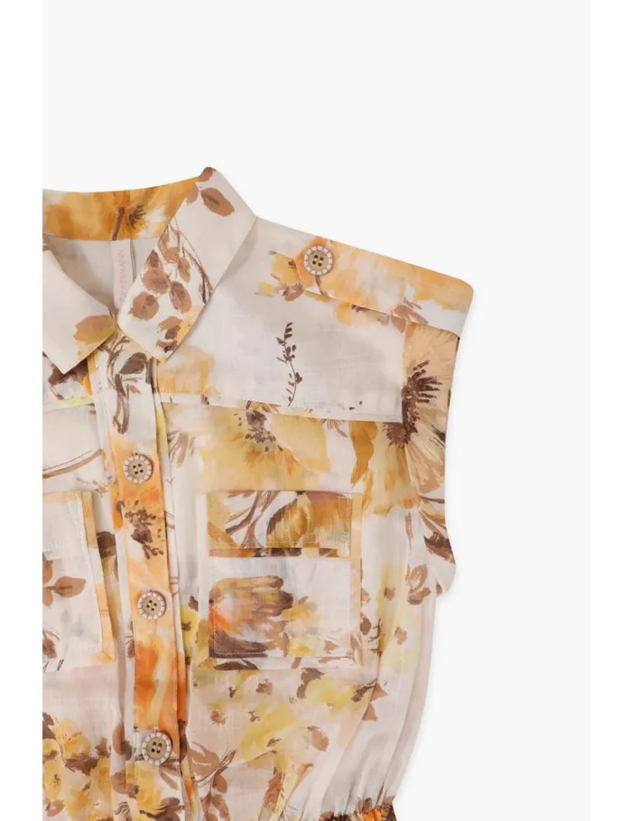 Zimmermann Clothing Ottie Utility Jumpsuit Orange Floral 8211 Kids