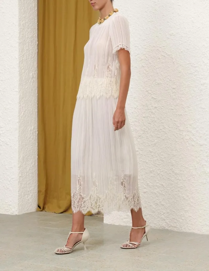 Zimmermann Clothing Pleated Top Cream 8211 Women