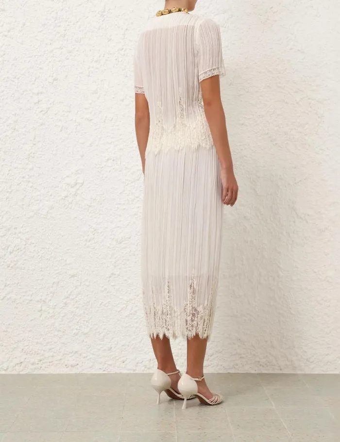 Zimmermann Clothing Pleated Top Cream 8211 Women
