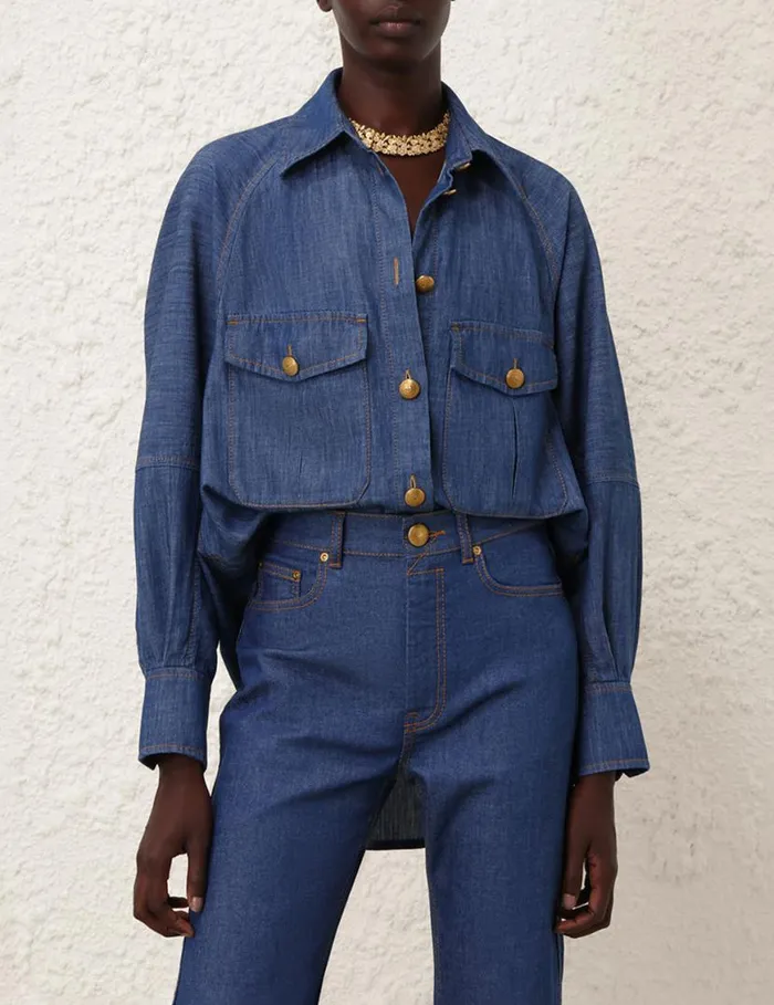 Zimmermann Clothing Slim Straight Jean Railway Blue 8211 Women