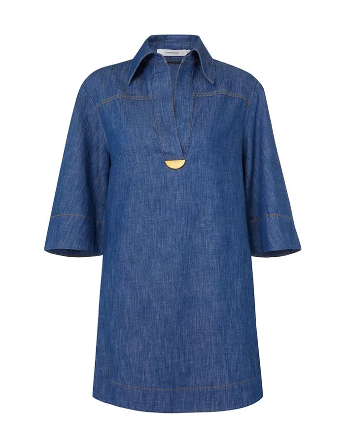 Zimmermann Denim Denim Tunic Dress Railway Blue 8211 Women
