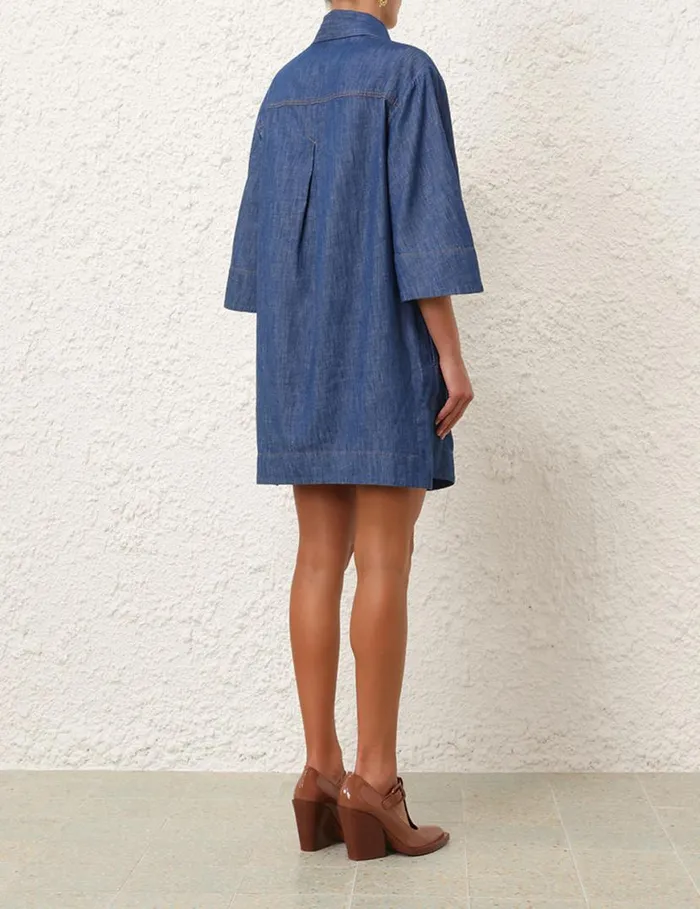 Zimmermann Denim Denim Tunic Dress Railway Blue 8211 Women
