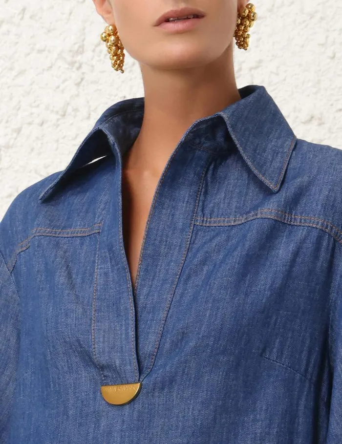 Zimmermann Denim Denim Tunic Dress Railway Blue 8211 Women